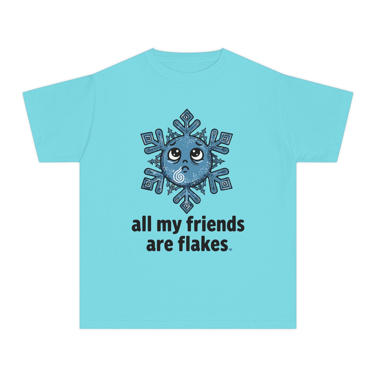 "All my friends are flakes" Youth Tee — Cute Snowflake Graphic Kids T-Shirt