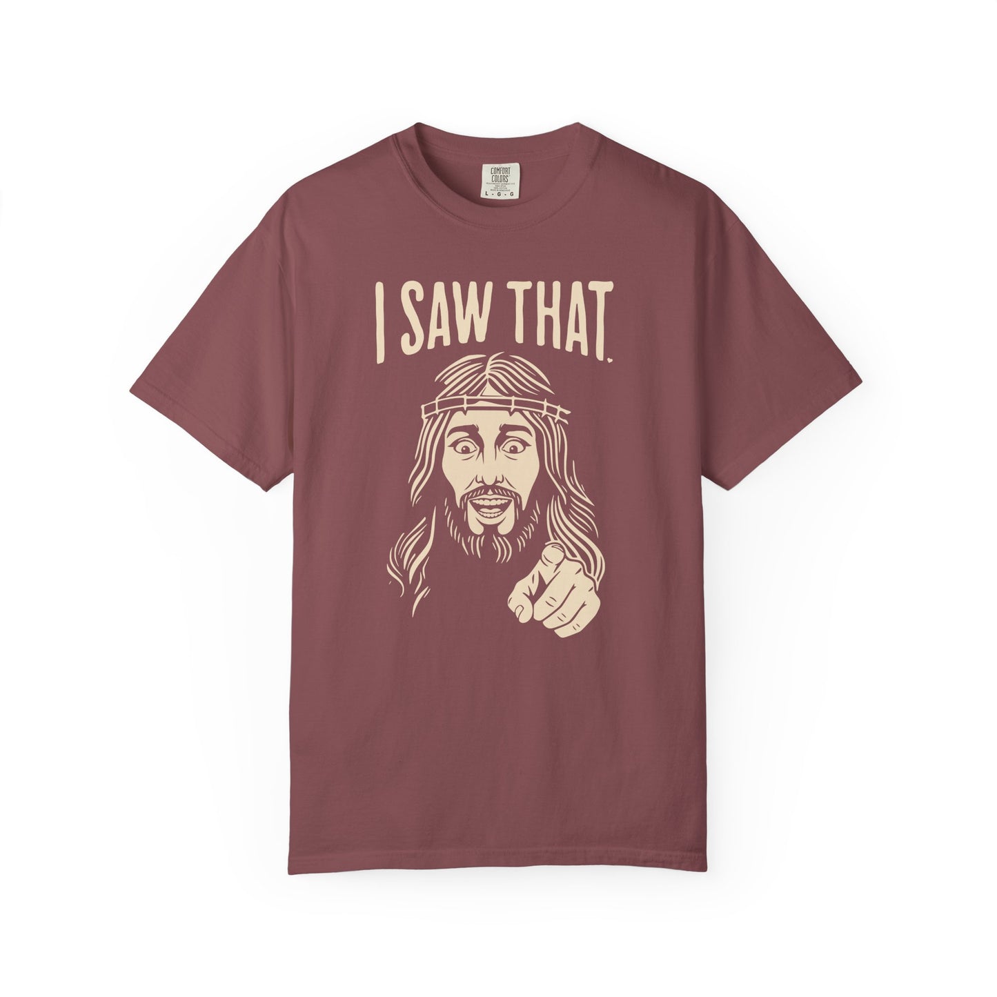 "I Saw That" Jesus Pointing T-Shirt — Funny Religious Faith Graphic Tee