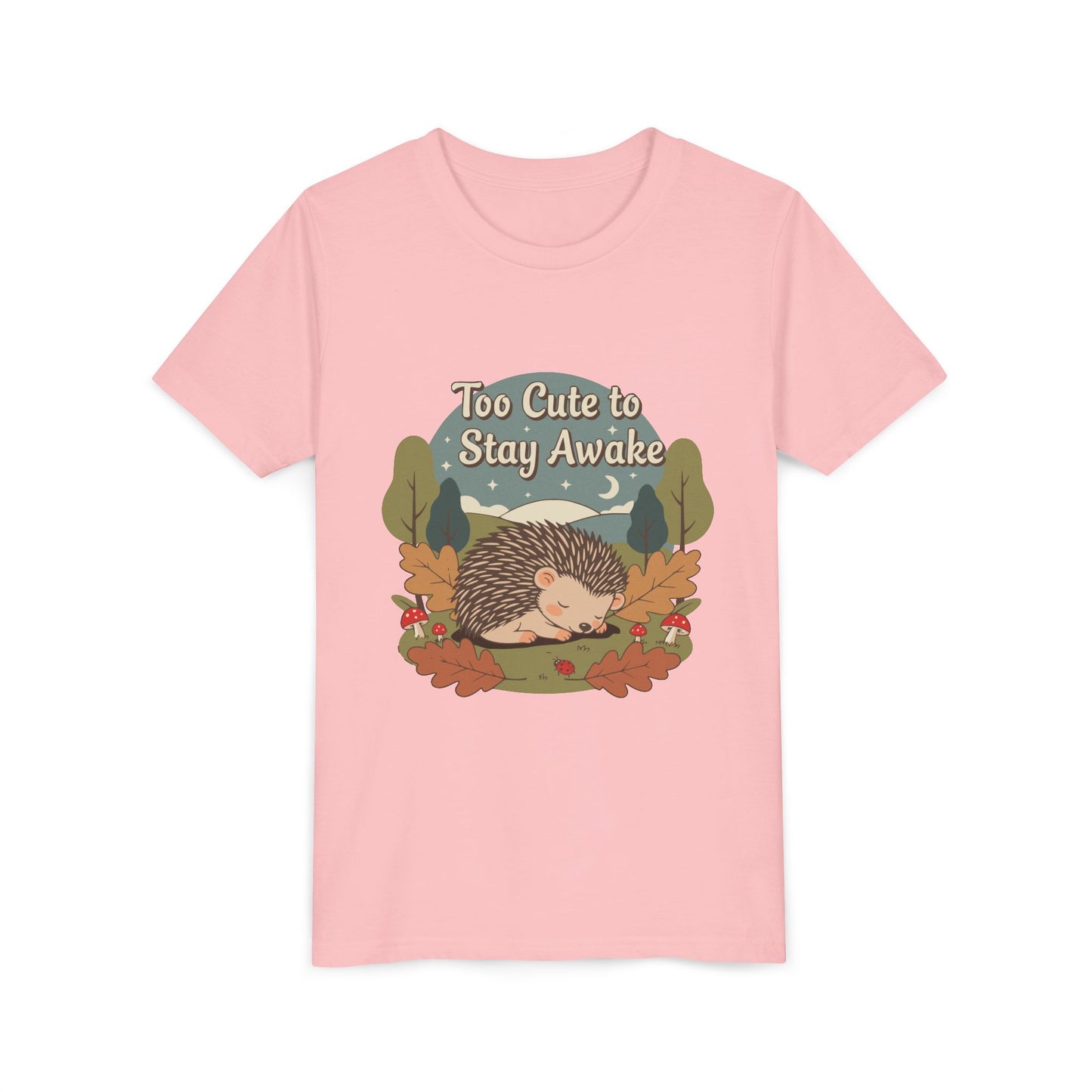 "Too Cute to Stay Awake" Hedgehog Youth Tee — Cute Sleeping Animal Kids Shirt