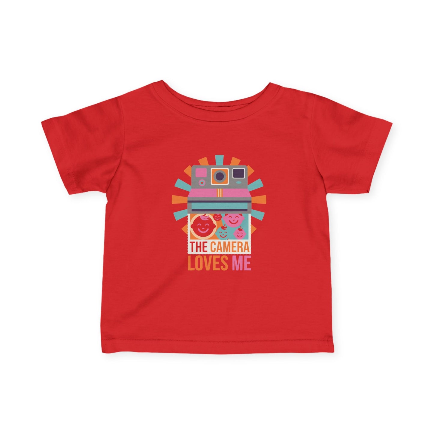 "Camera Loves Me" Infant Tee - Cute Retro Baby T-Shirt, Newborn Photography Outfit