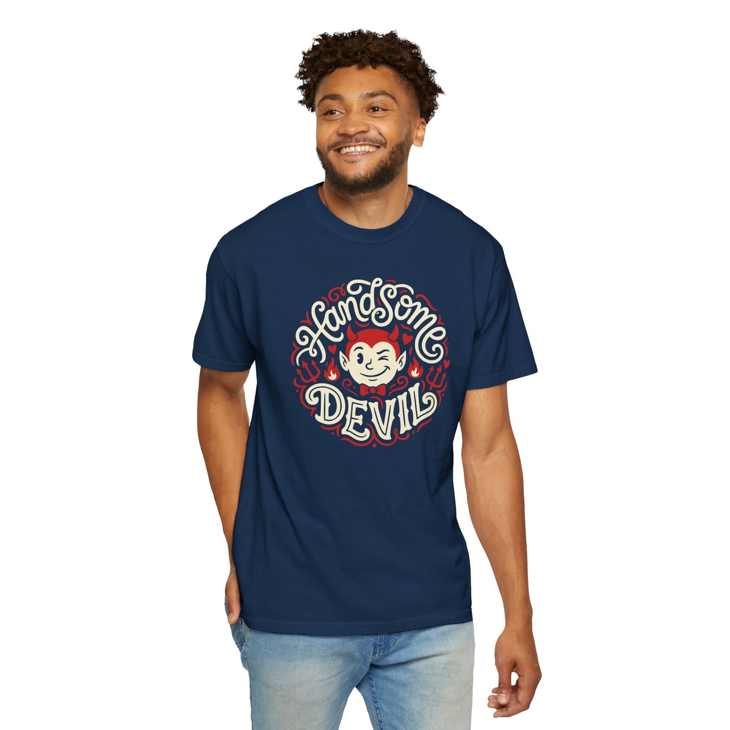 "Handsome Devil" Graphic T-Shirt — Cute Retro Devil Illustration Tee
