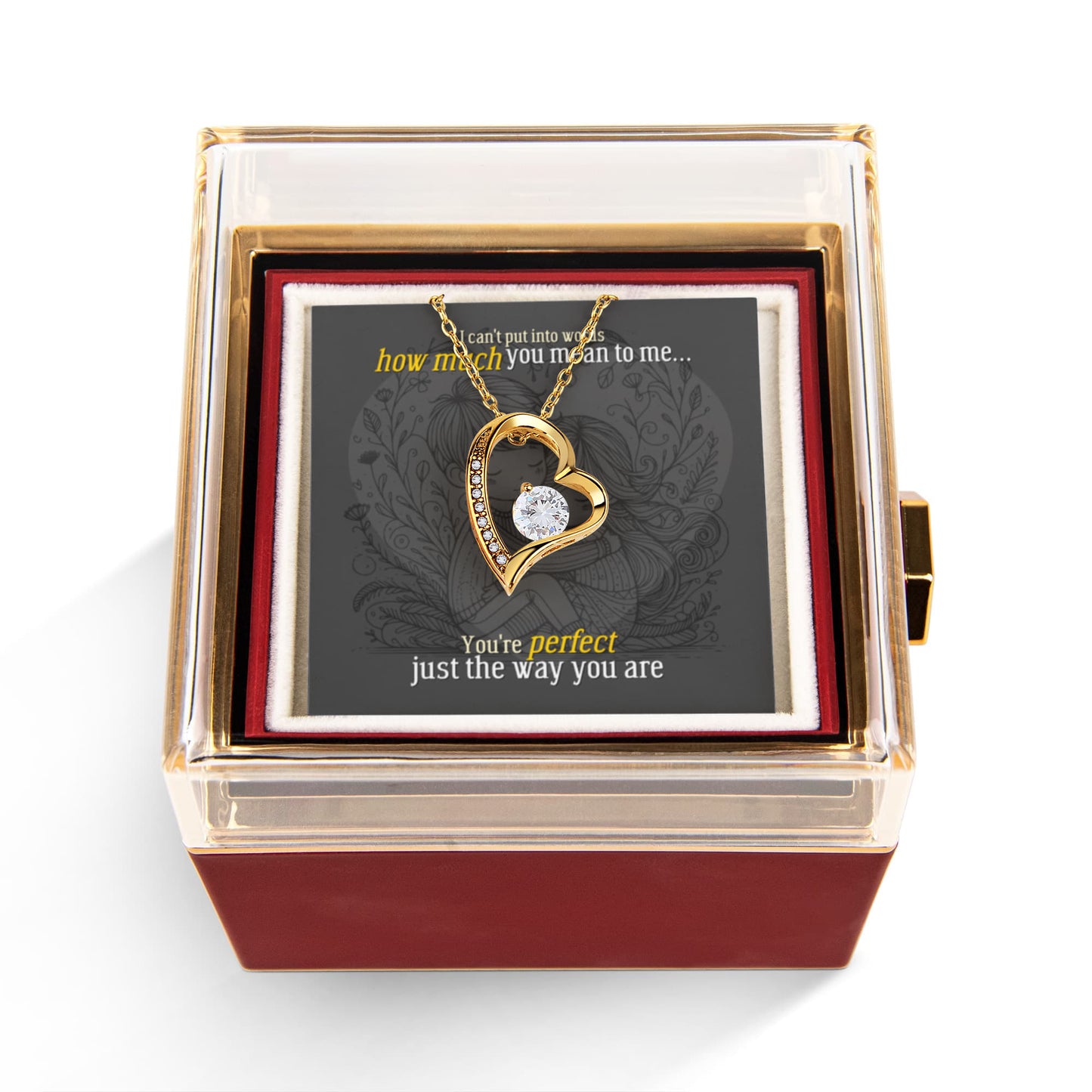 Forever Love Necklace with Rotating Rose Gift Box | 18K gold finish