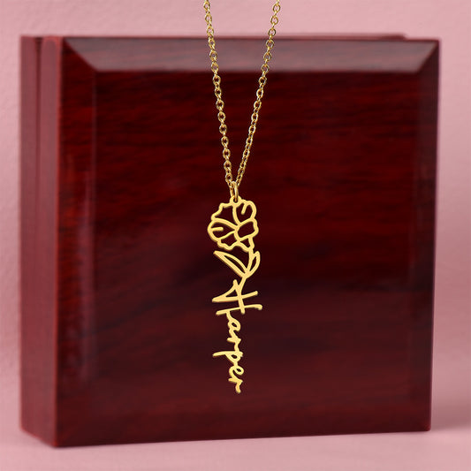 Birth Flower Name Necklace: For the special flower in your life! | 18K gold finish