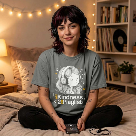 "Add Kindness 2 Your Playlist" T-Shirt — Cute Inspirational Music Lover Graphic Tee