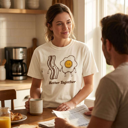 Better Together Bacon & Egg T-Shirt — Cute Breakfast Couple Tee