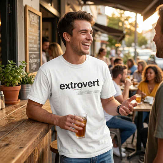 Extrovert T-Shirt — "Extrovert" Front + Nutrition Facts Back Graphic Tee