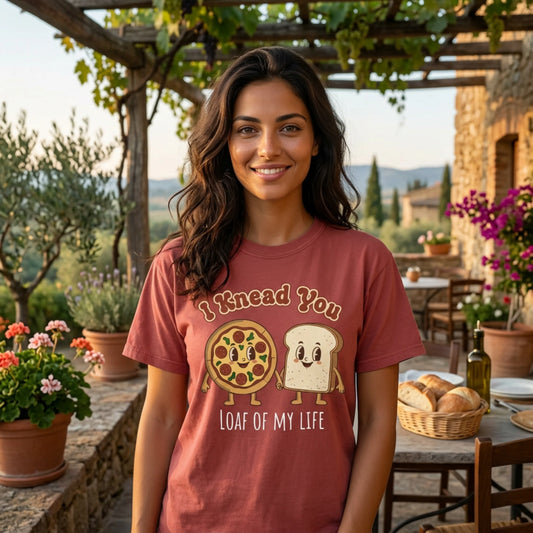 "I Knead You - Loaf of my life" Pizza & Bread T-Shirt — Cute Bakery Pun Tee