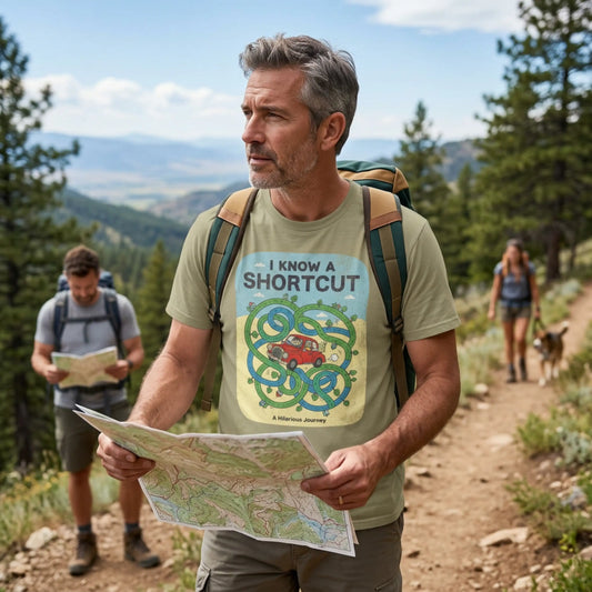 "I Know a Shortcut" T-Shirt — Funny Adventure Road Trip Hiking Graphic Tee