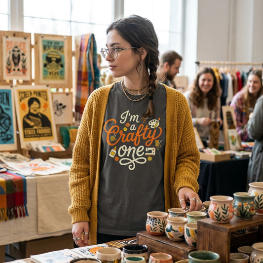 "I'm a Crafty One" T-Shirt — Graphic Tee for Arts & Crafts Enthusiasts