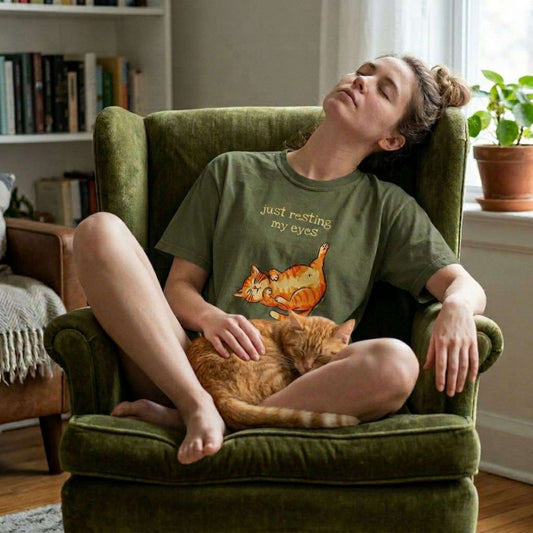 "Just Resting My Eyes" T-Shirt — Awkward Cat Nap Graphic Tee