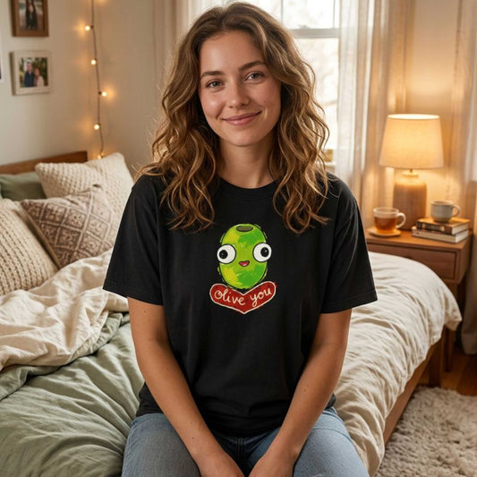 "Olive You" Cute Graphic T-Shirt - Love Tee