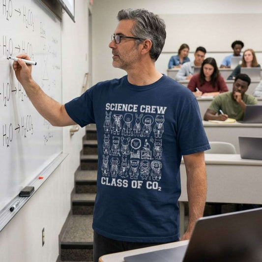 "Science Crew: Class of CO₂" T-Shirt - Cartoon Chemistry Cute Animal Tee