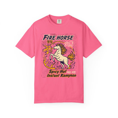 'Fire Horse' Spicy Hot Instant Ramyeon T-Shirt — Retro Lunar New Year Graphic Tee