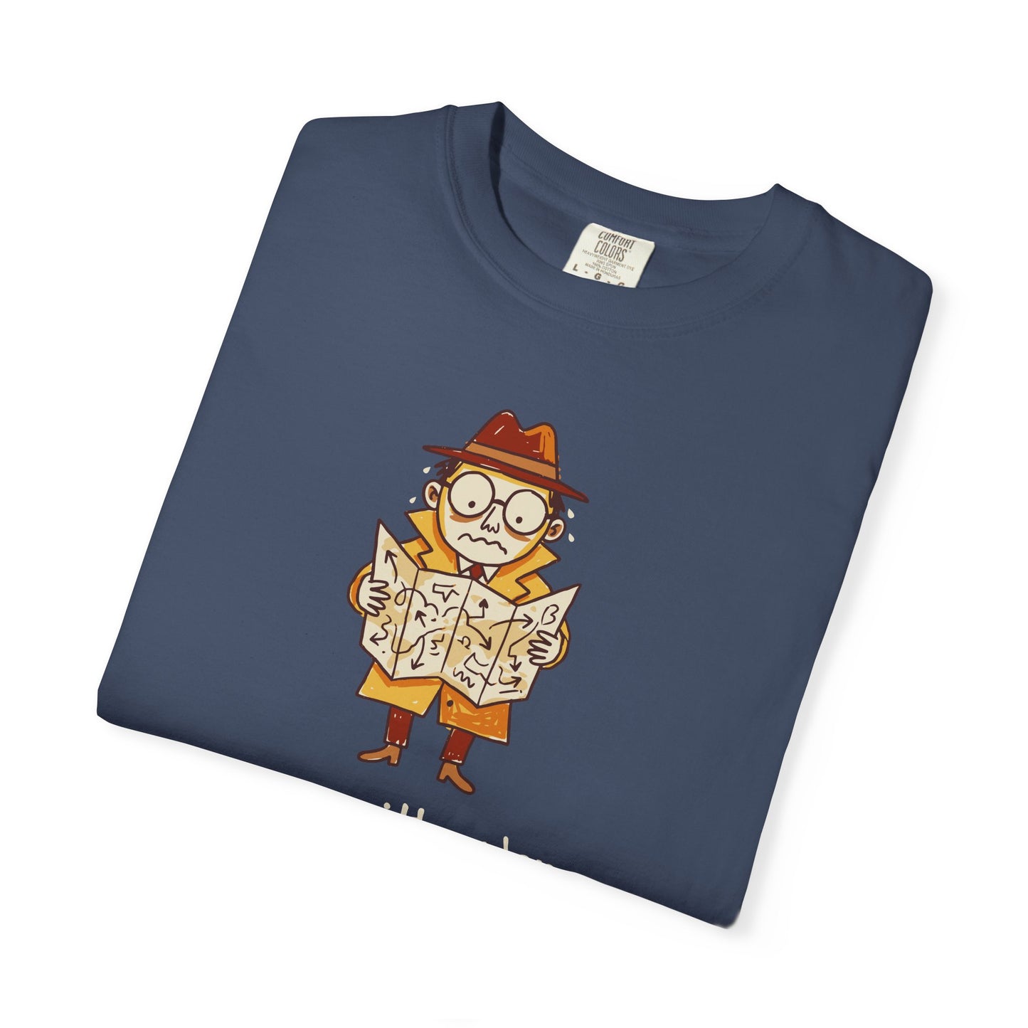 Man With a Plan T-Shirt — Cute Confused Detective Map Graphic Tee
