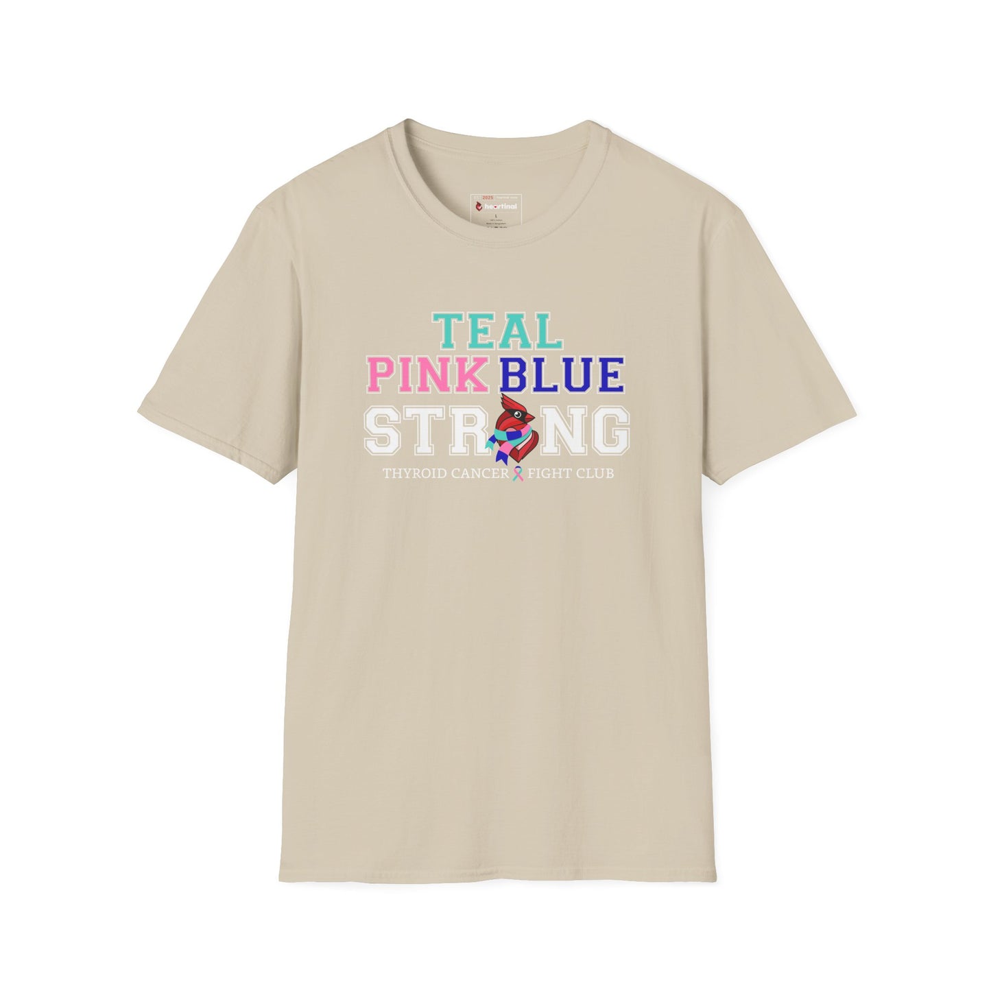 Teal Pink Blue Strong T-Shirt – Thyroid Cancer Awareness Ribbon Support Tee