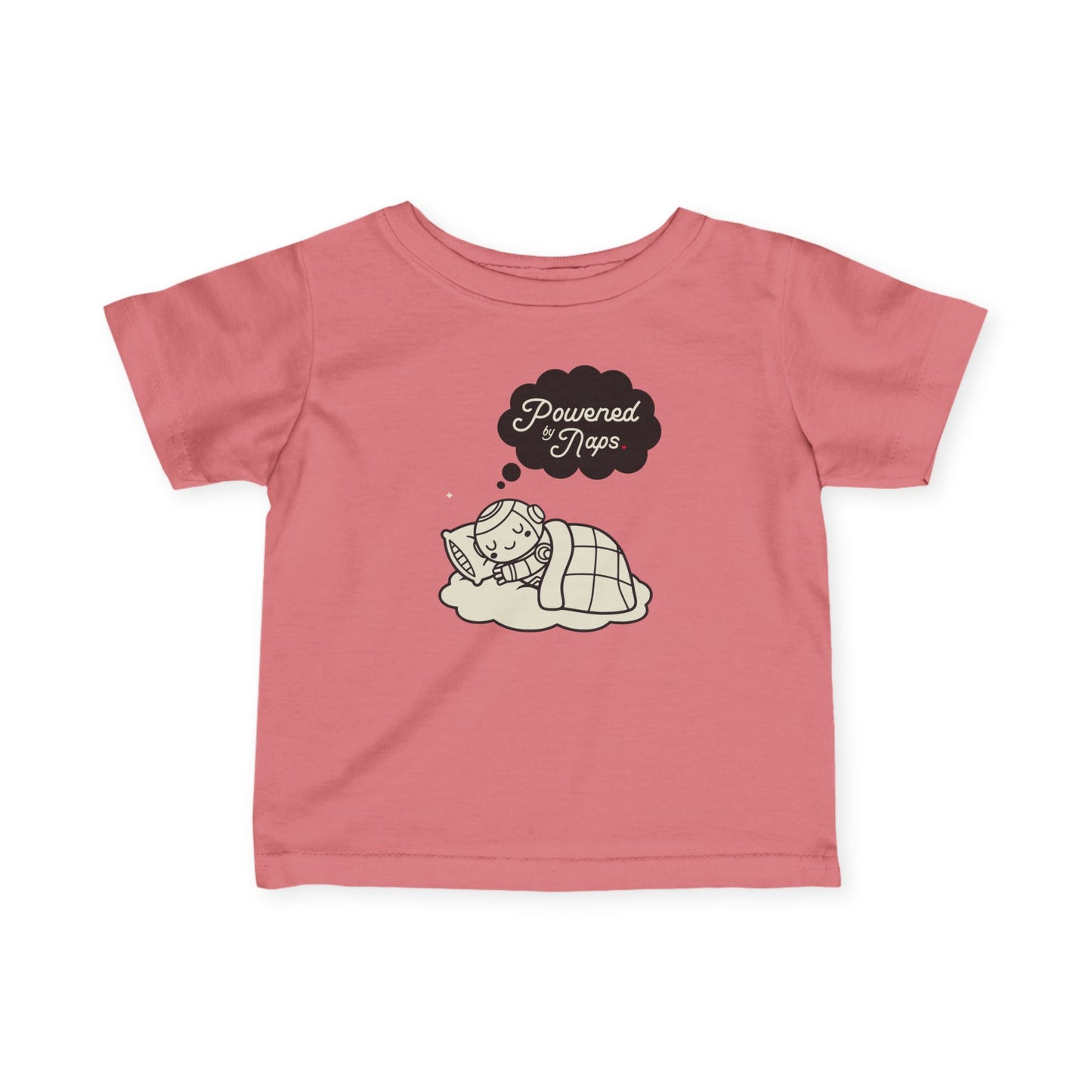"Powered by Naps" Infant Tee — Cute Sleeping Recharging Baby Robot Android Graphic
