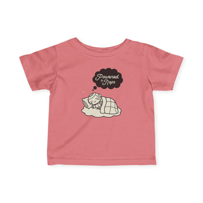 "Powered by Naps" Infant Tee — Cute Sleeping Recharging Baby Robot Android Graphic
