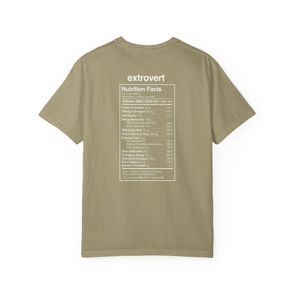 Extrovert T-Shirt — "Extrovert" Front + Nutrition Facts Back Graphic Tee