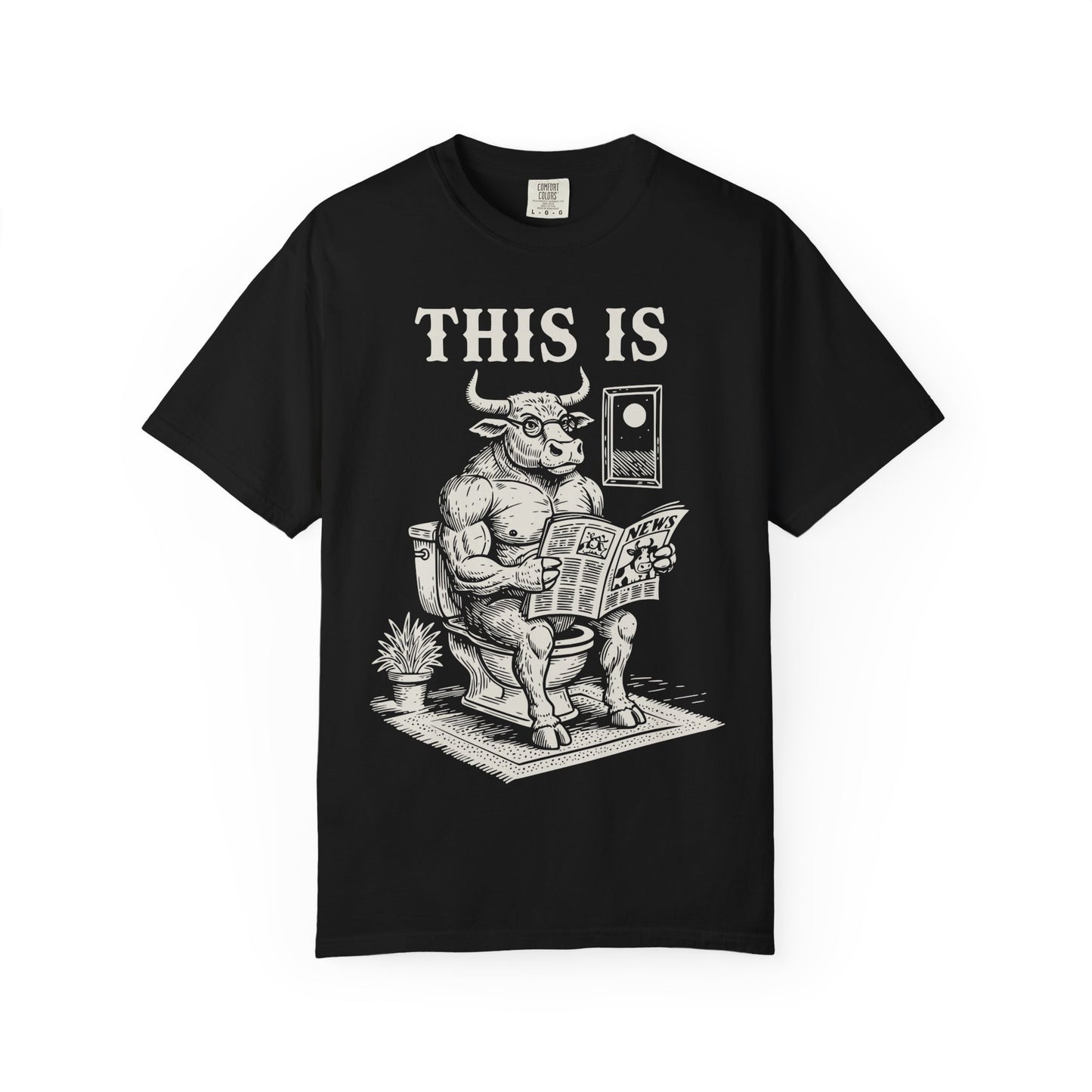 "This Is" T-Shirt — Bull Reading Newspaper on Toilet Graphic Tee