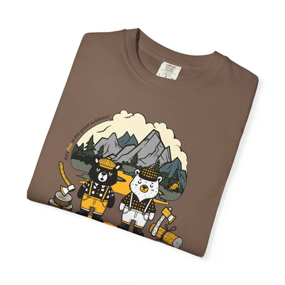 Slumberjack Party T-Shirt — Outdoor Pee Lumberjack Mountain Bears Graphic Tee