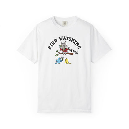 'Bird Watching' T-Shirt — Vintage Cartoon Cat Calling Graphic Tee