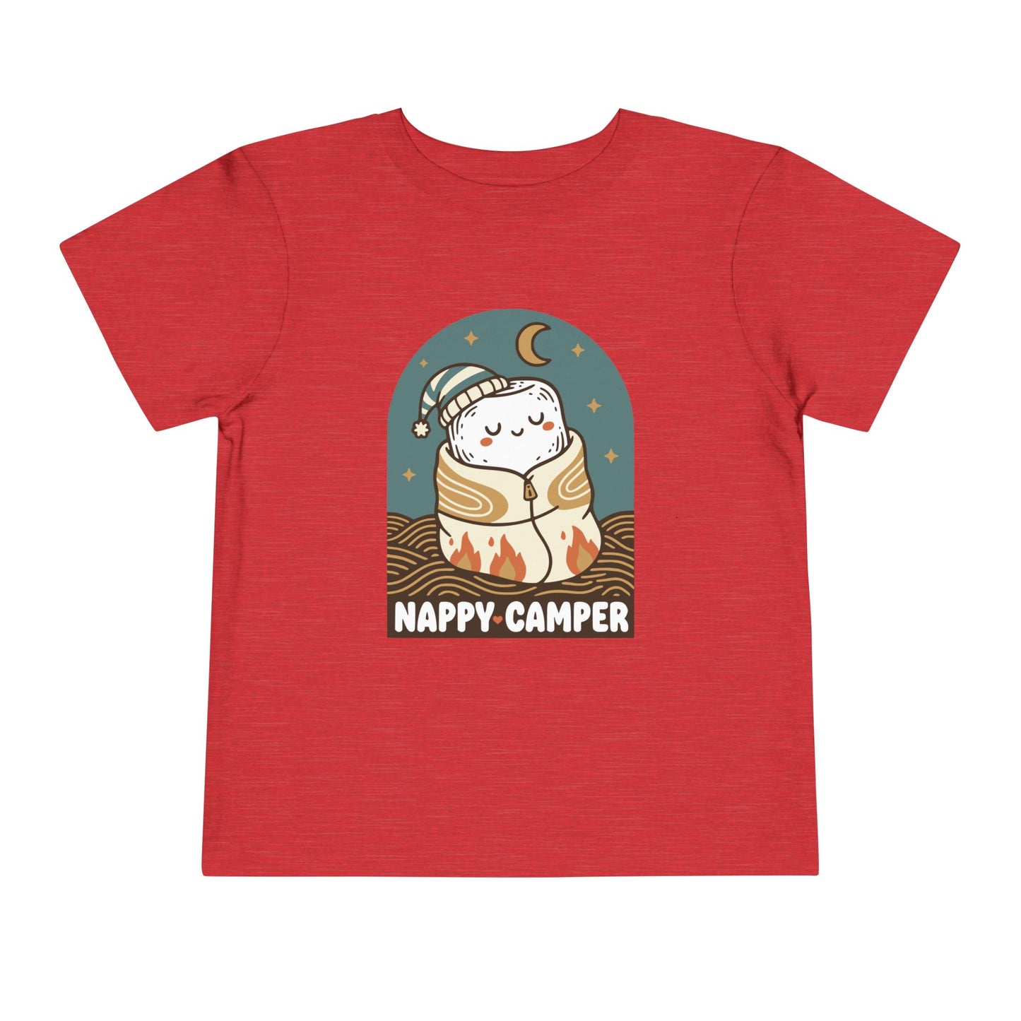 "Nappy Camper" Toddler Tee — Cute Sleeping Camper Graphic Shirt
