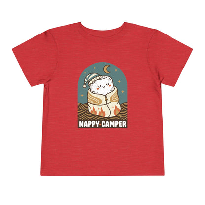 "Nappy Camper" Toddler Tee — Cute Sleeping Camper Graphic Shirt