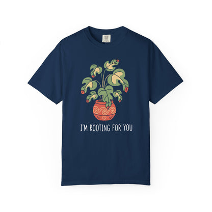 "I’m Rooting For You" Plant Lover Support T-Shirt — Cute Potted Plant Tee
