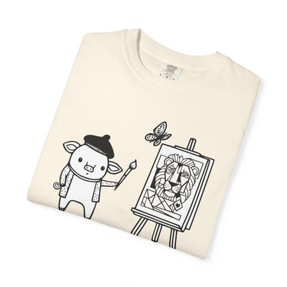 "Pigcasso" Pigment T-Shirt — Cute Pig Artist Illustration Painter Tee