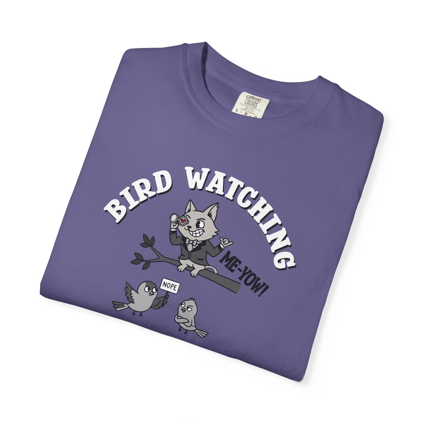 'Bird Watching' T-Shirt — Vintage Cartoon Cat Calling Graphic Tee