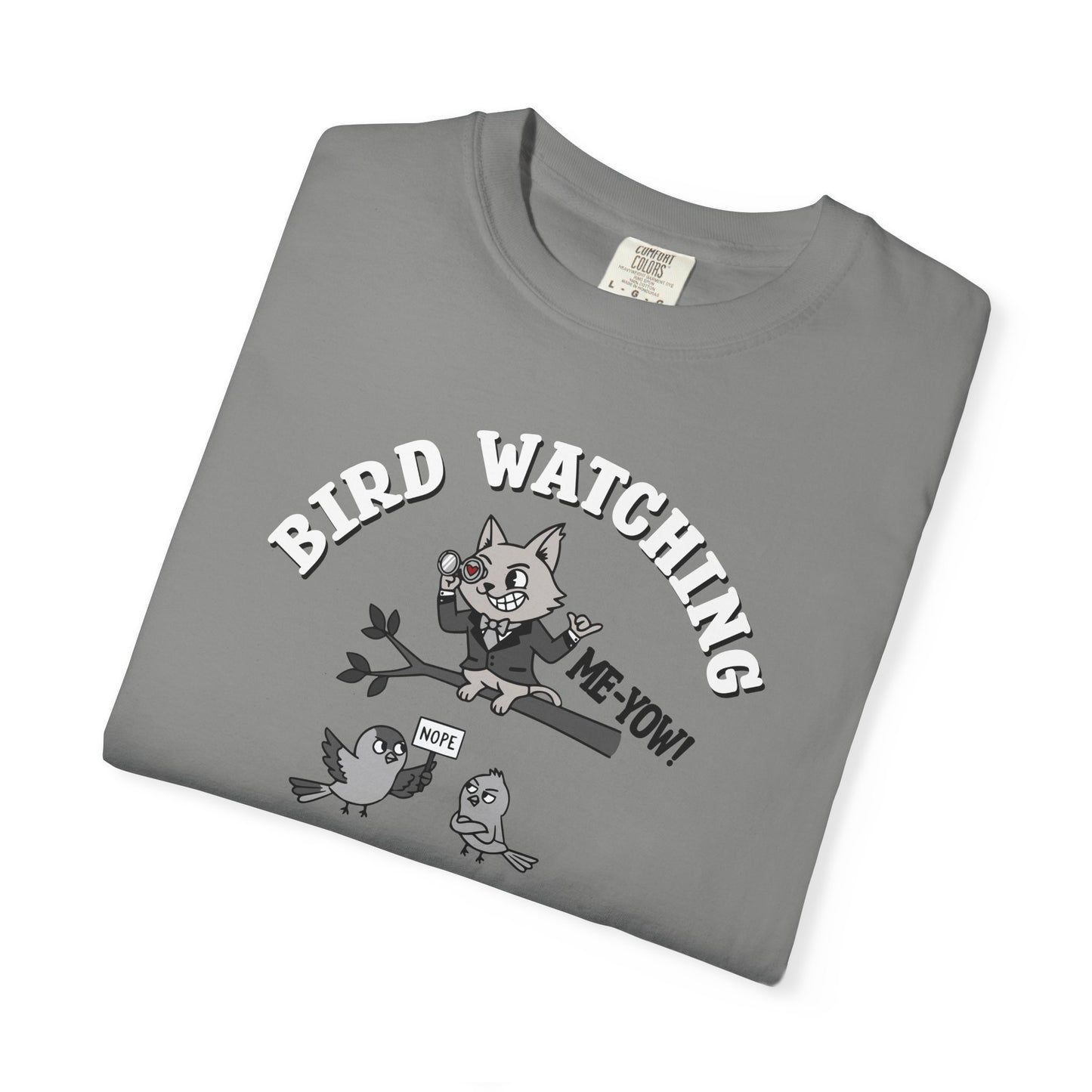 'Bird Watching' T-Shirt — Vintage Cartoon Cat Calling Graphic Tee