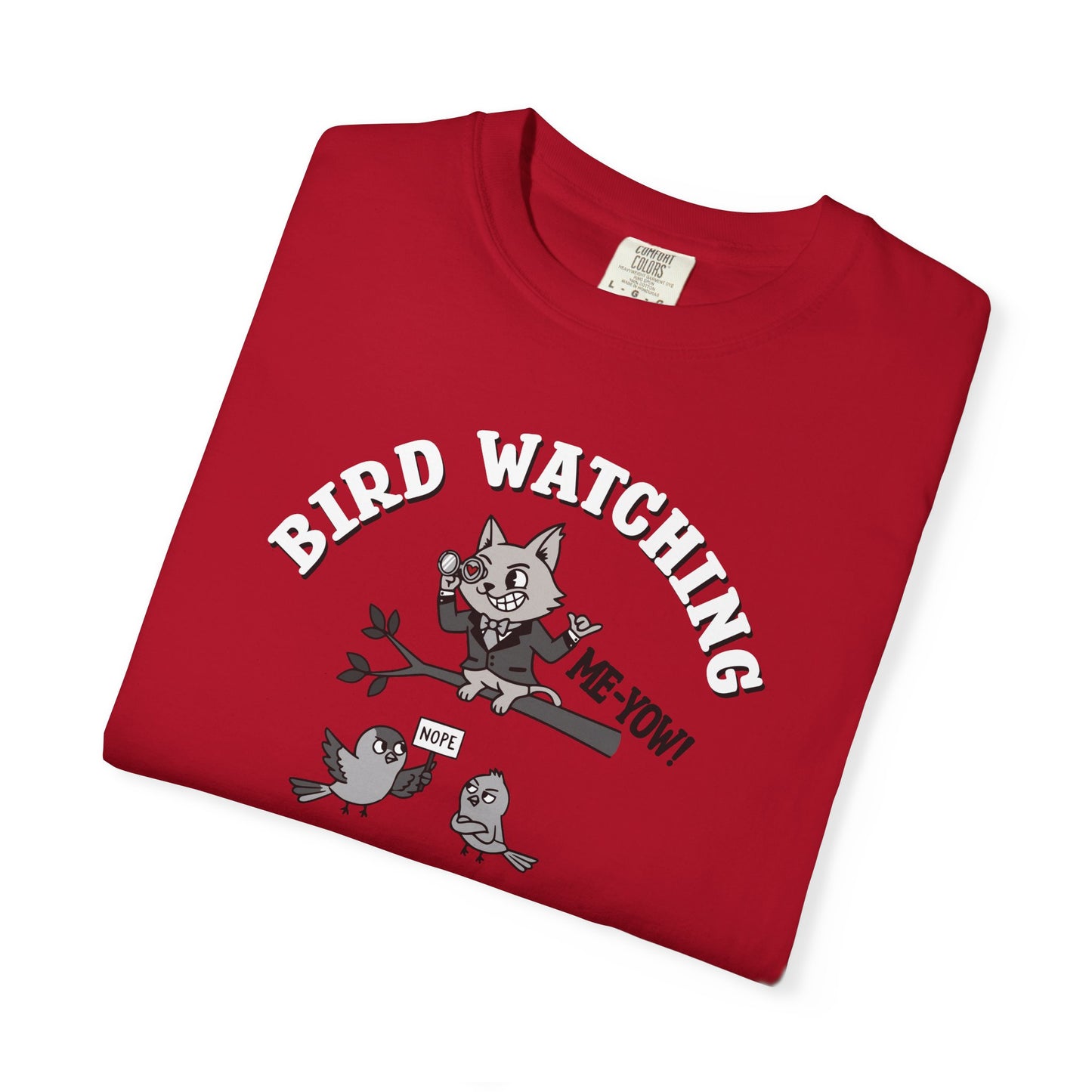 'Bird Watching' T-Shirt — Vintage Cartoon Cat Calling Graphic Tee