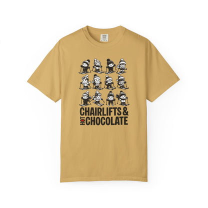 Chairlifts & Hot Chocolate T-Shirt — Cute Ski Lovers Winter Tee