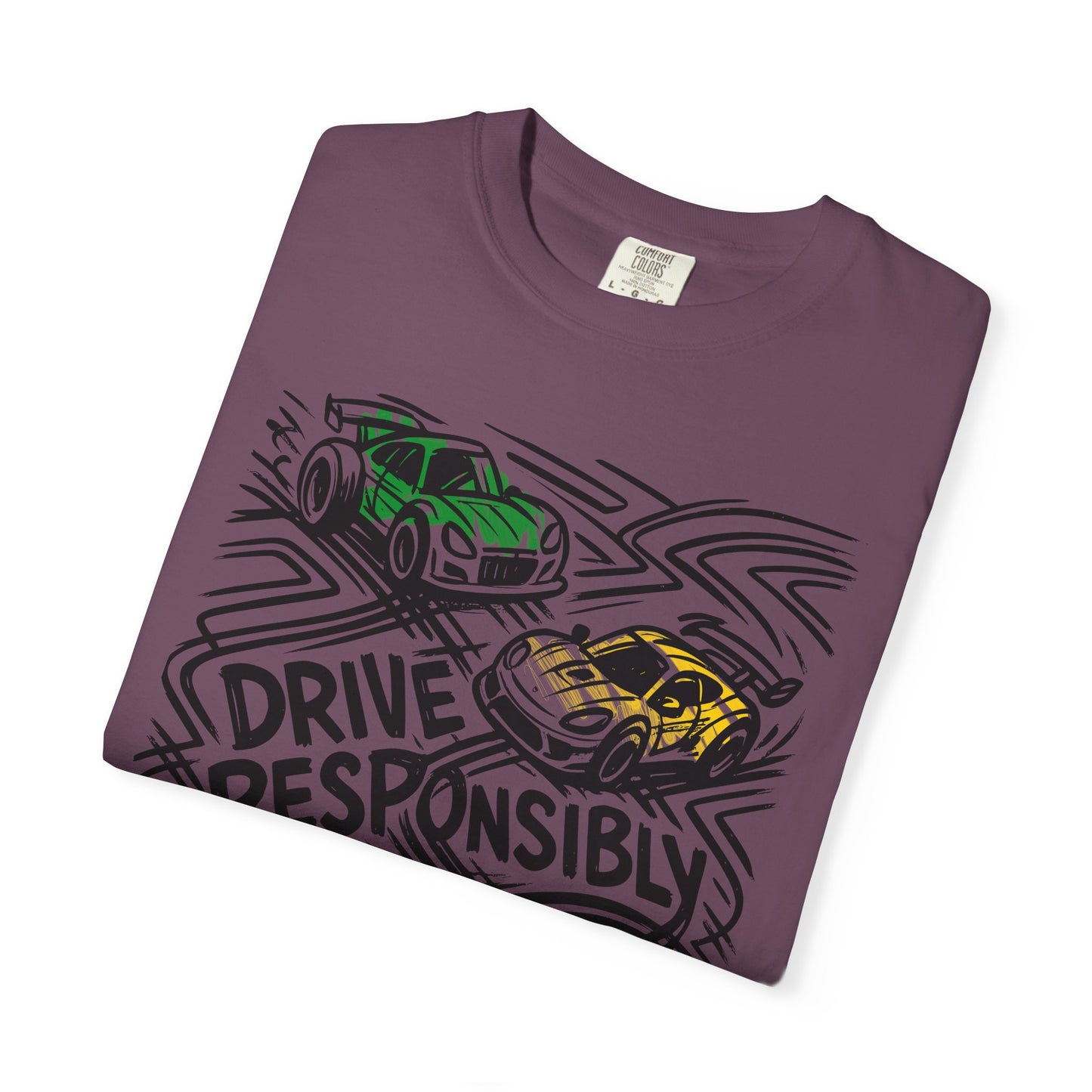 Drive Responsibly Vintage Car T-Shirt — Retro Racer Awareness Graphic Tee