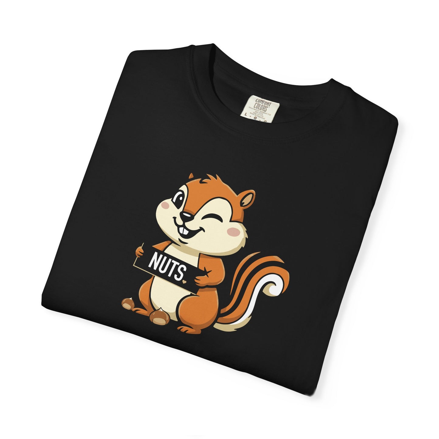 "Chestnuts: Nuts" Couples Tee - Chipmunk Holding 'NUTS' Funny Chestnut Graphic T-Shirt