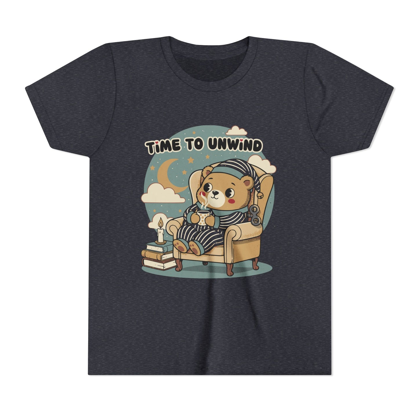'Time to Unwind' Youth Tee — Windup Toy Bear Relaxing Graphic T-Shirt