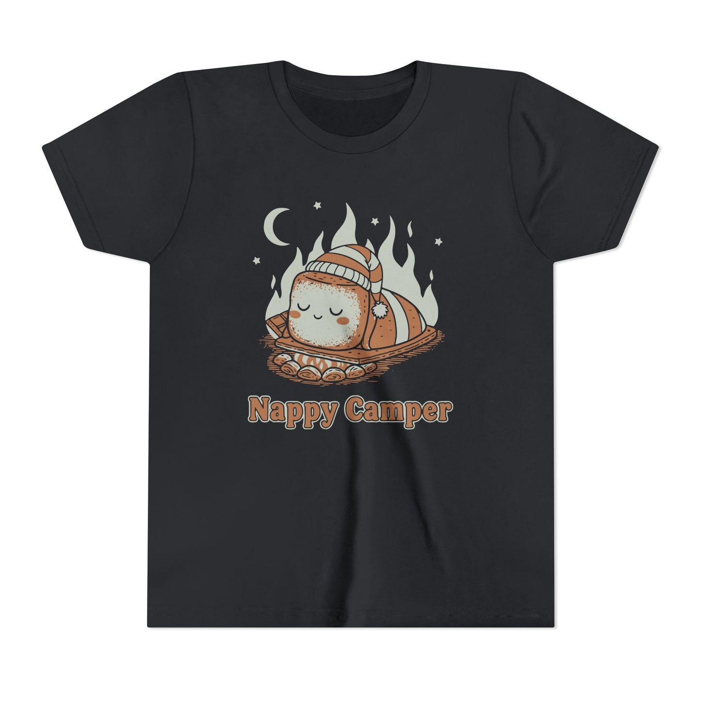 "Nappy Camper" Youth Tee — Cute Sleeping Marshmallow Camping T-Shirt