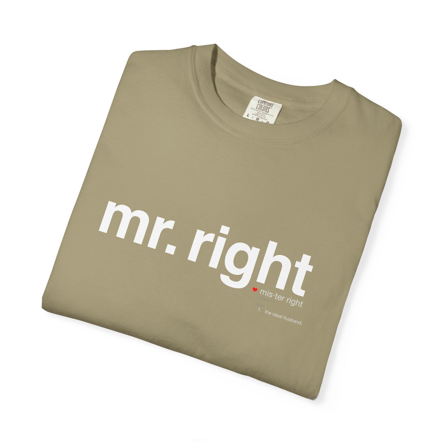 Mr. Right Couples Tee — "mr. right" Front Text with Nutrition Facts Back Graphic T-Shirt