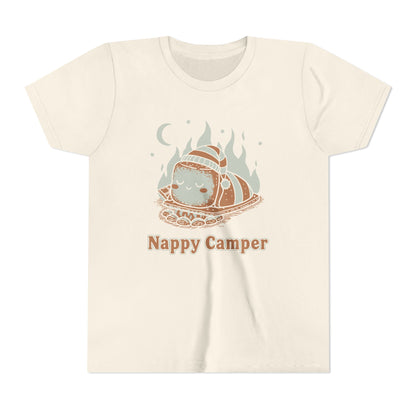 "Nappy Camper" Youth Tee — Cute Sleeping Marshmallow Camping T-Shirt