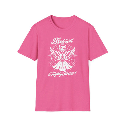 Blessed & Highly Stressed T-Shirt — Retro Angelic Graphic Tee