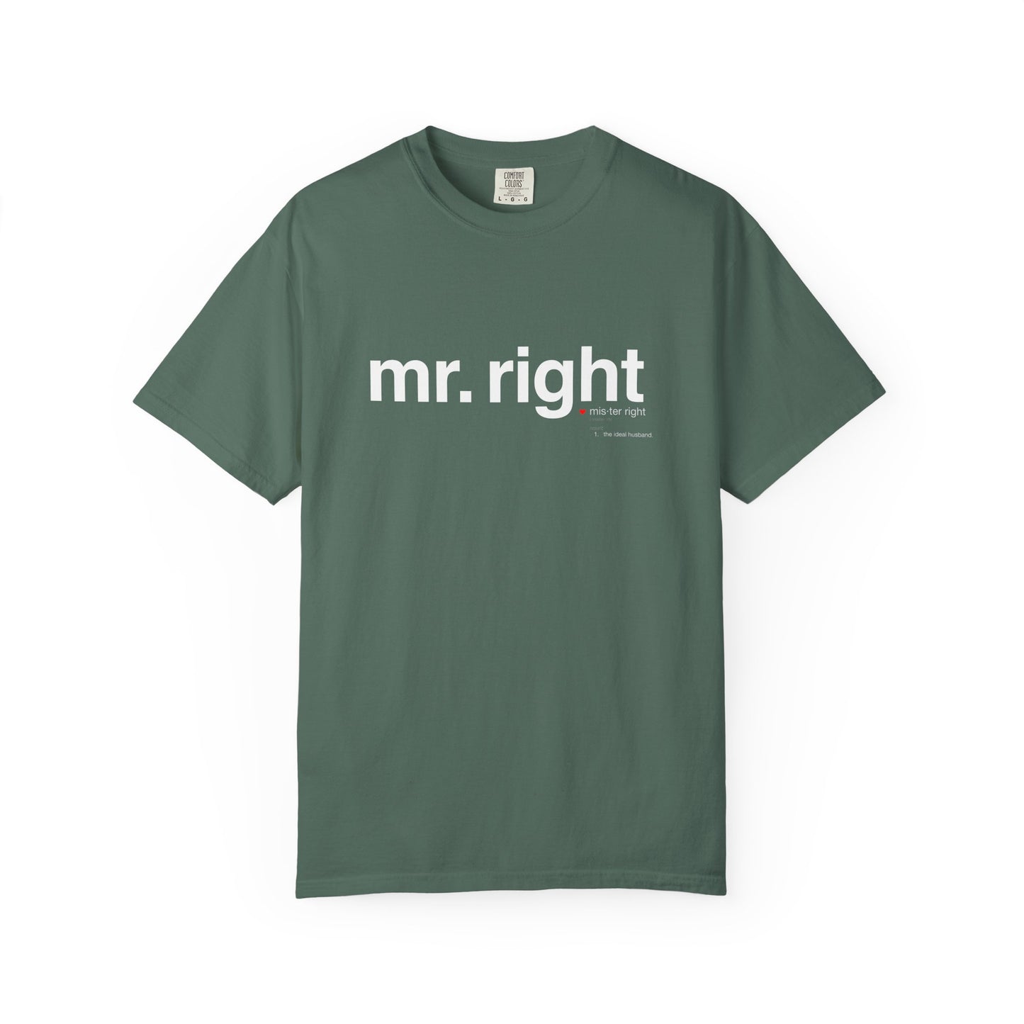 Mr. Right Couples Tee — "mr. right" Front Text with Nutrition Facts Back Graphic T-Shirt