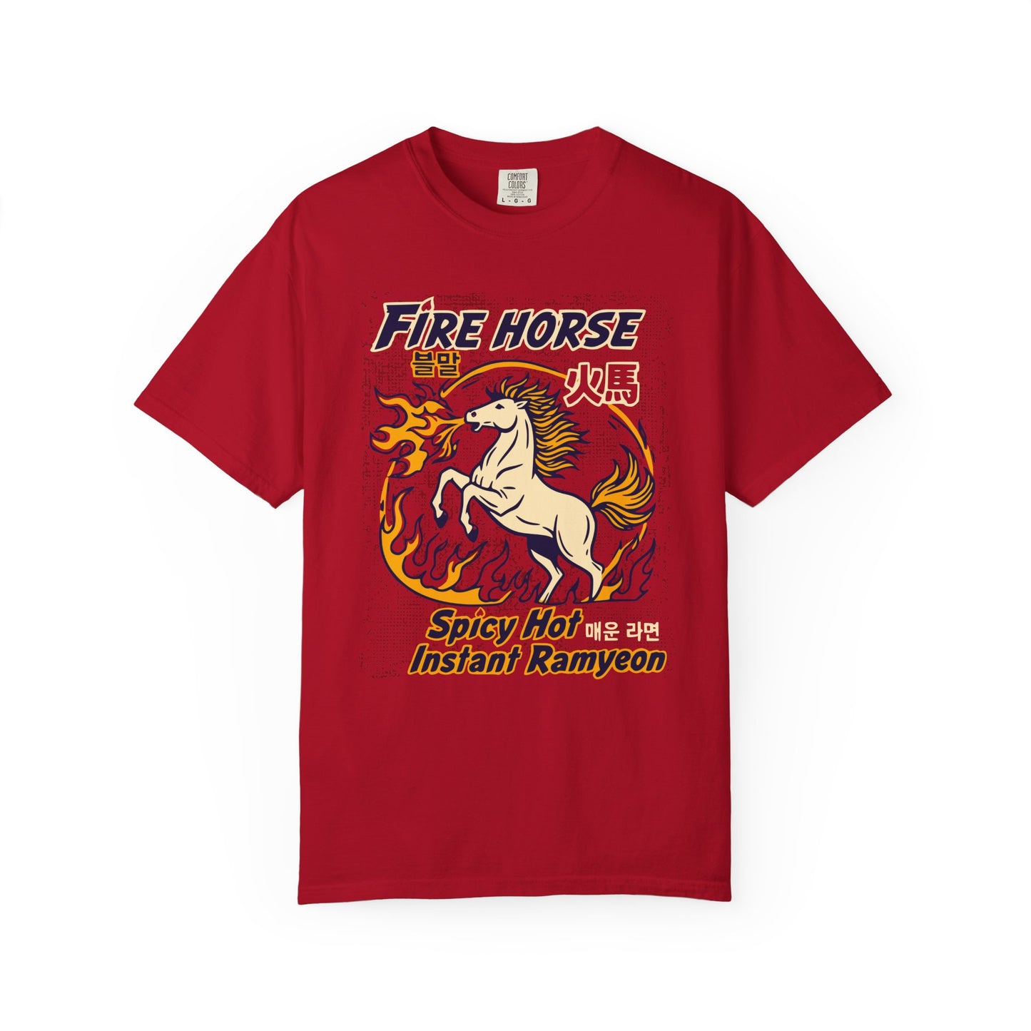 'Fire Horse' Spicy Hot Instant Ramyeon T-Shirt — Retro Lunar New Year Graphic Tee