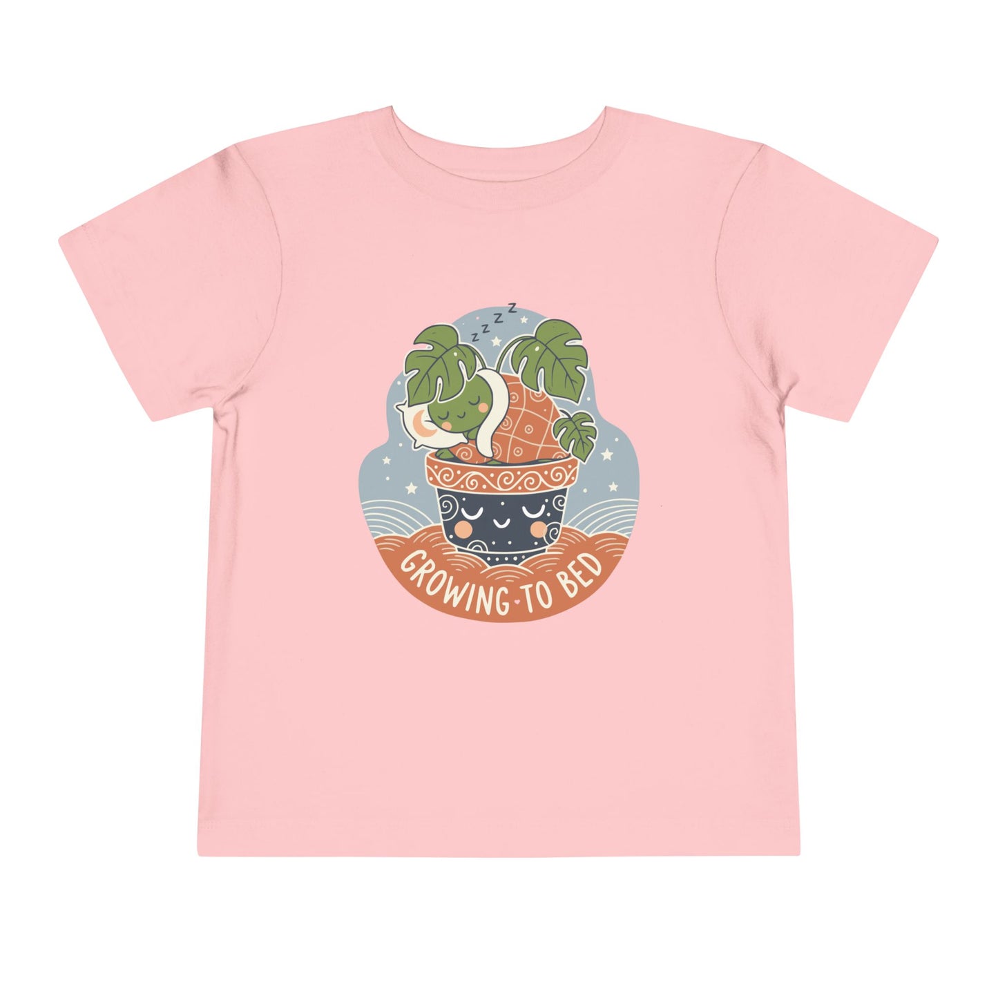 "Growing To Bed" Toddler Tee — Cute Sleeping Plant Pot Graphic