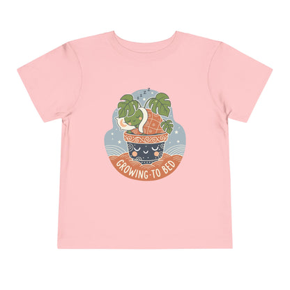 "Growing To Bed" Toddler Tee — Cute Sleeping Plant Pot Graphic