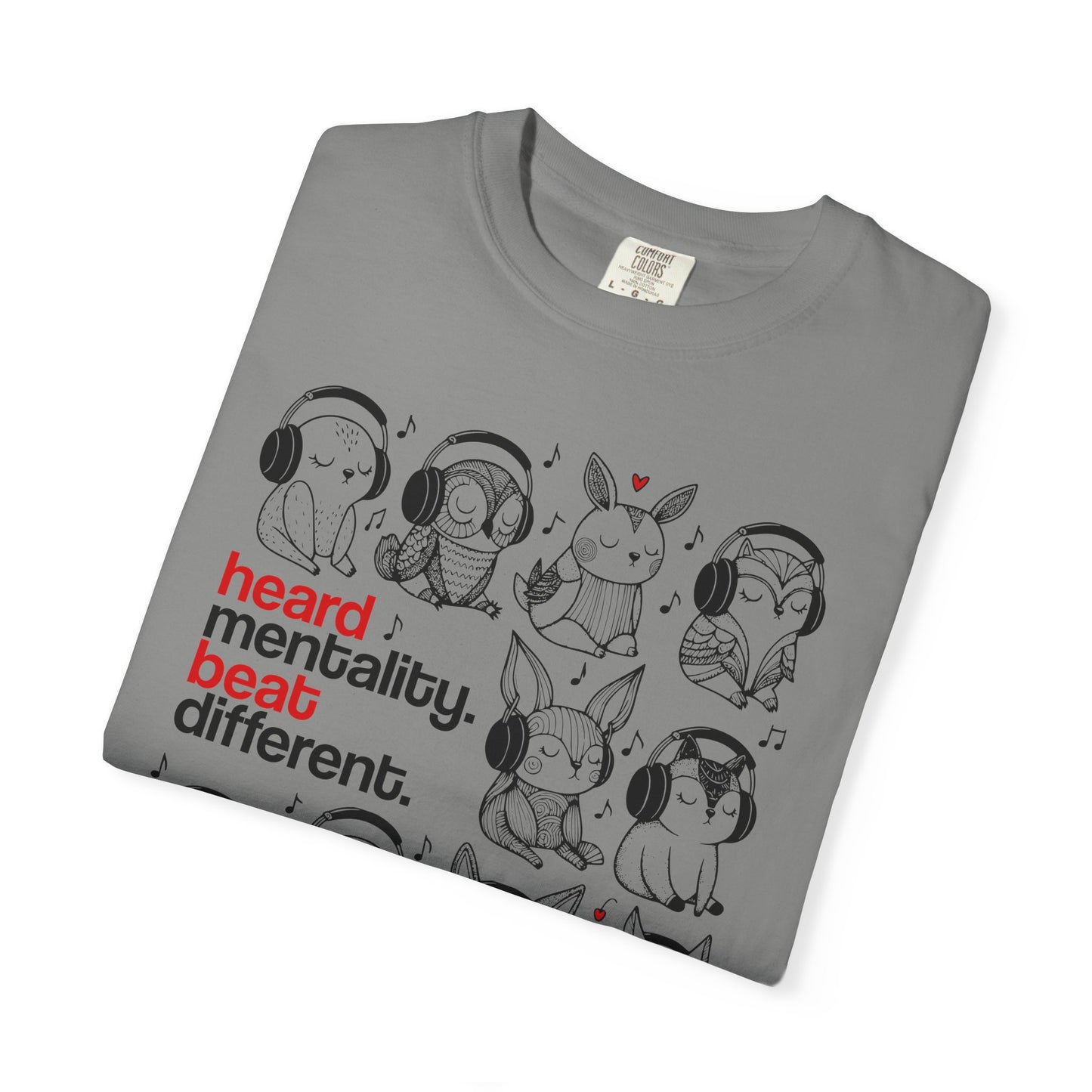 'Heard Mentality. Beat Different.' T-Shirt — Headphone Bunny Animals Graphic Tee