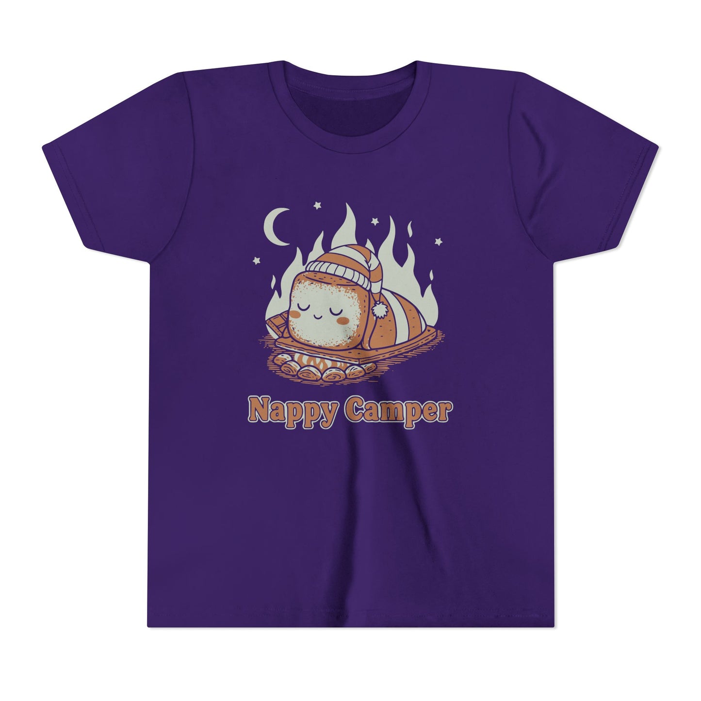 "Nappy Camper" Youth Tee — Cute Sleeping Marshmallow Camping T-Shirt