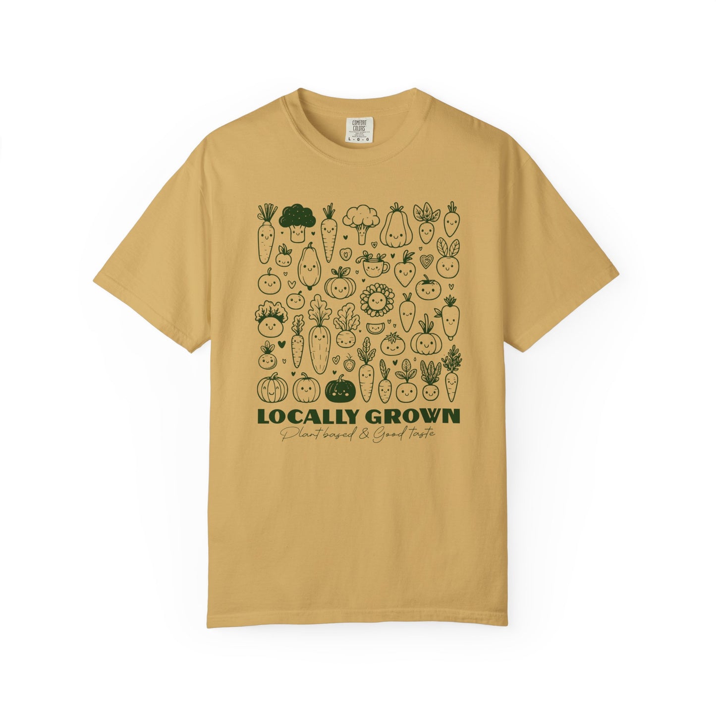 "Locally Grown: Plant Based & Good Taste" T-Shirt — Organic Vegan Farmer Garden Tee