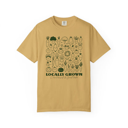 "Locally Grown: Plant Based & Good Taste" T-Shirt — Organic Vegan Farmer Garden Tee