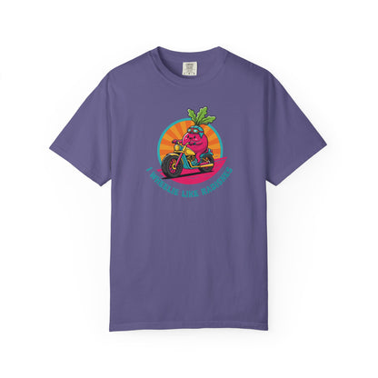 “Wheelie Like Radishes” T-Shirt —  Retro Radish Lover Vegan Cycling Graphic Tee