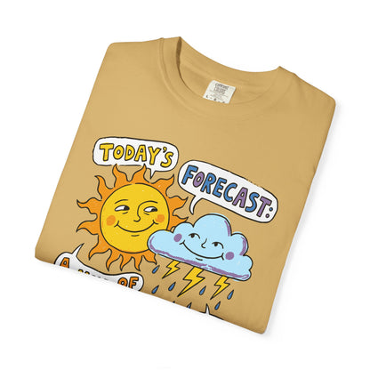 "Today's Forecast: A Mix of Fun and Louds" Tee — Playful Weather Cartoon T-Shirt